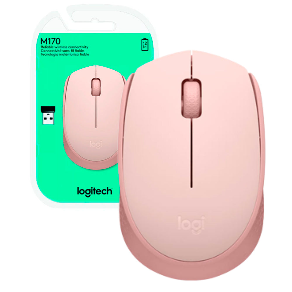 Mouse sem fio Logitech M170 com Design Ambidestro, Compacto Conexão USB - Rosa