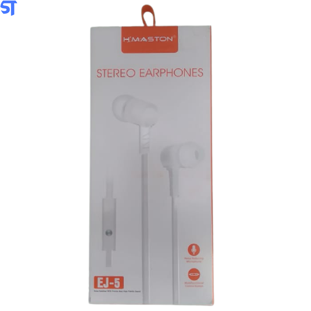 Fone De Ouvido Estéreo H'maston EJ-5  - Branco