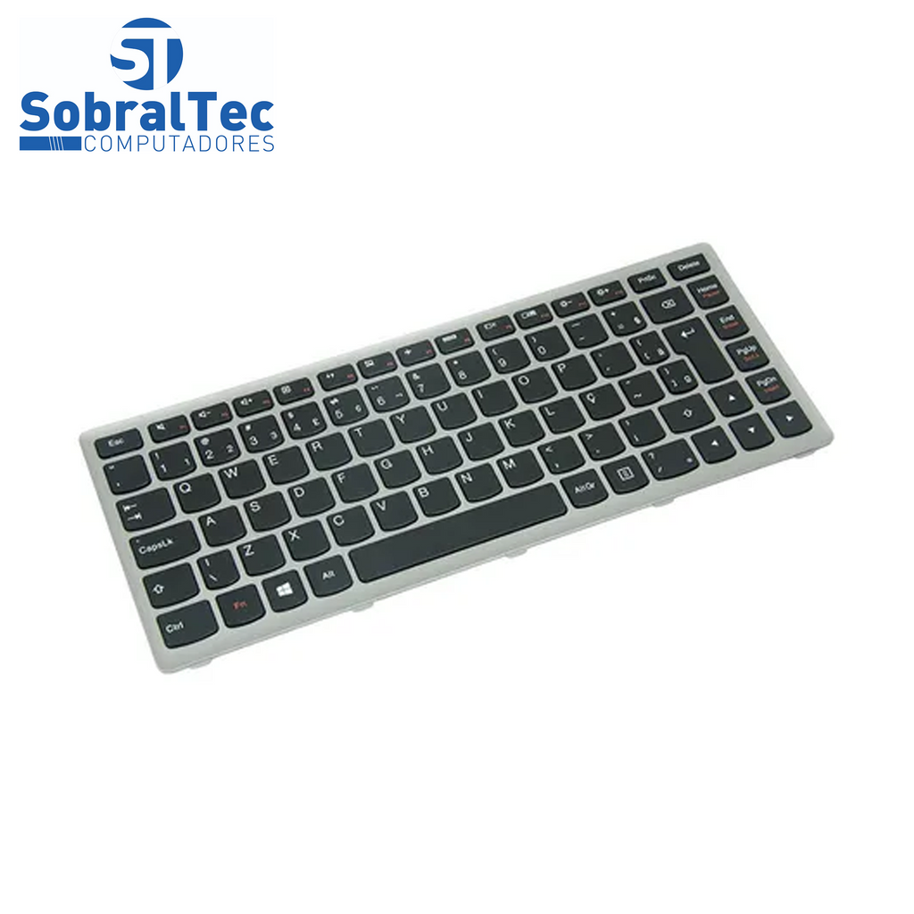 Teclado bringIT Compativel Com Ibm Lenovo G400S - Black - Br - Silver Frame - Big Enter