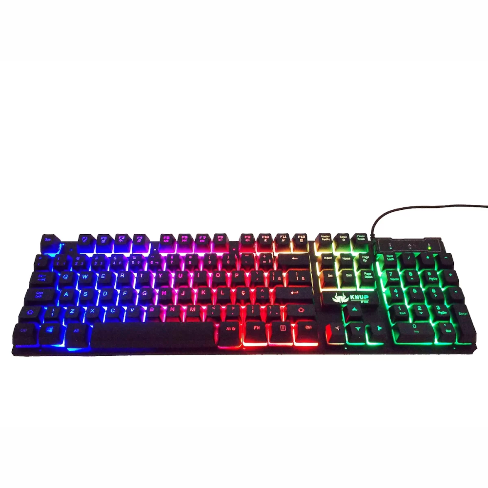 Teclado Gamer Semi Mêcanico Iluminado Profissional Abnt2 Led Rgb Knup Kp-2043