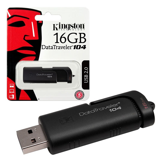 Pendrive Kingston 16gb Dt104 Usb 2.0 Preto Datatraveler Giga