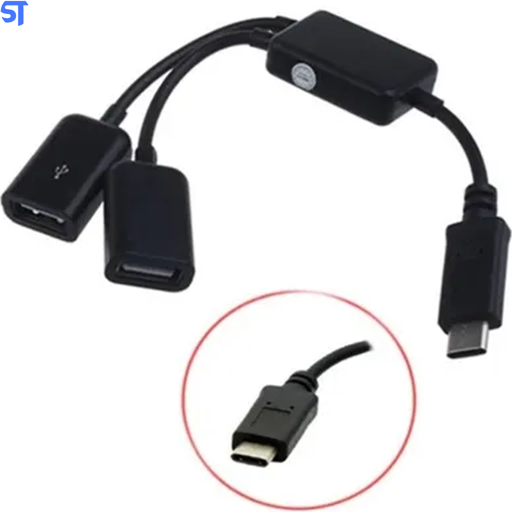 Cabo HUB OTG Tipo C Para 2 Portas USB 3.1
