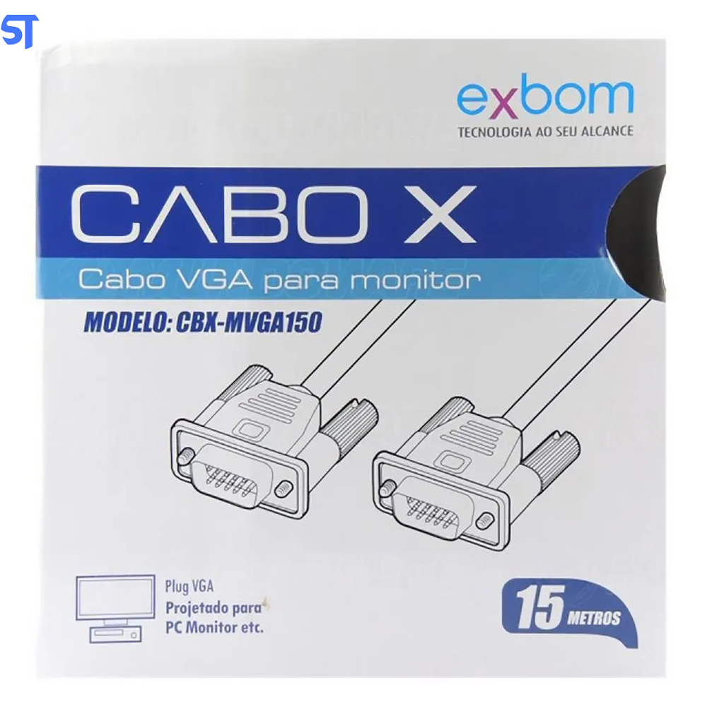 Cabo de Vídeo Vga 15 Metros Exbom Cbx-Mvga150