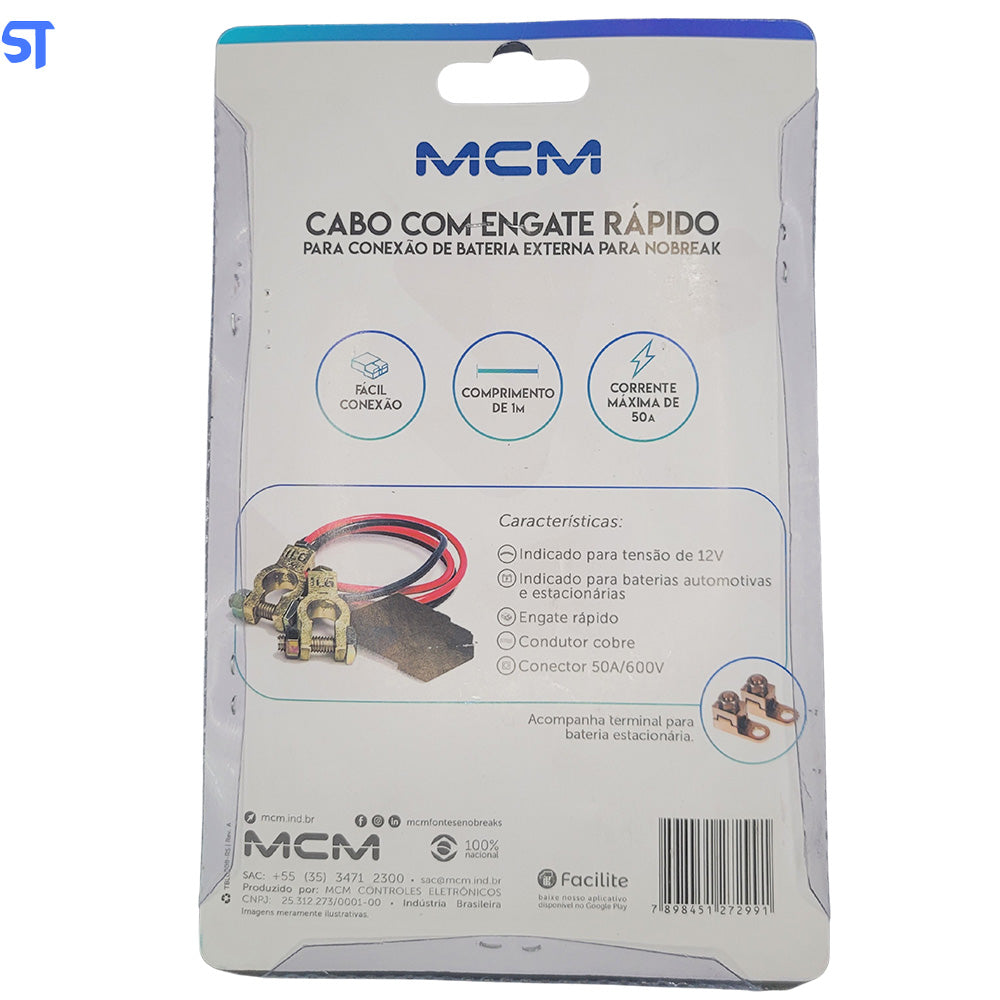 Cabo de Engate Rápido Para Bateria Externa Estacionária Mcm Para Nobreak