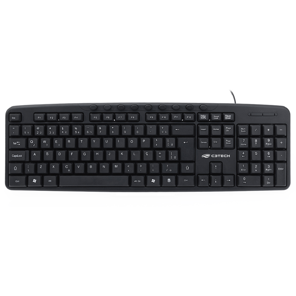 Teclado USB Multimidia KB-M40BK Preto C3Tech