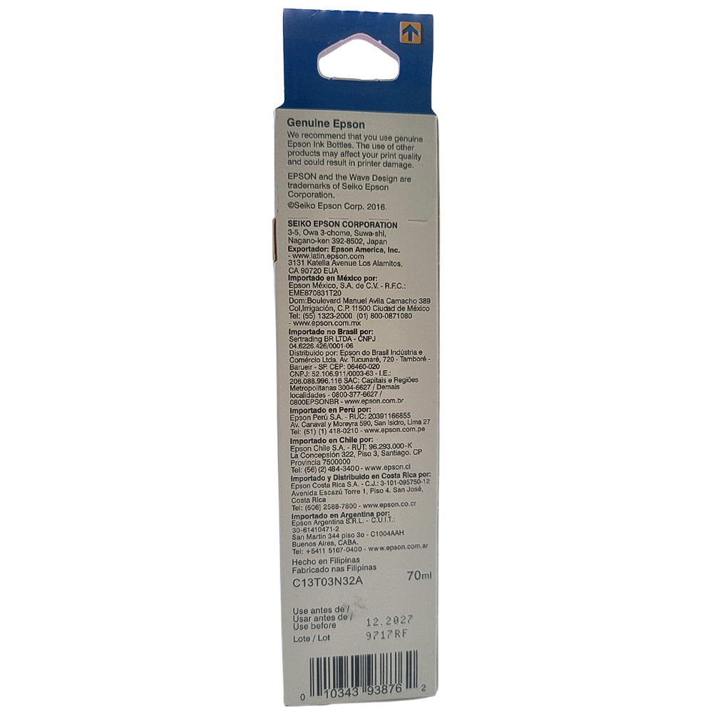 Refil de Tinta Epson Corante 504/544 Magenta 70ML Para Ecotank L4150 / L4160 / L4260 / L6171 / L6161 / L