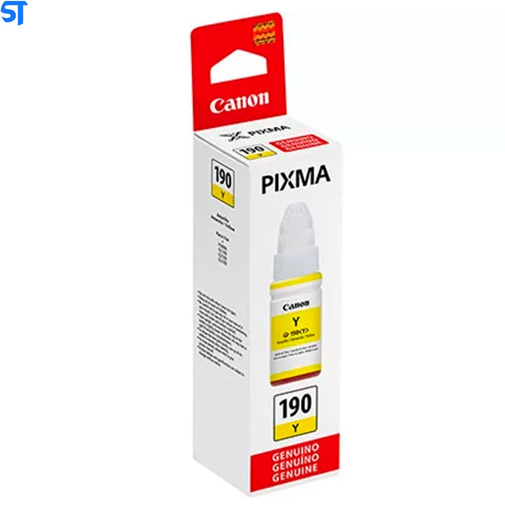 Garrafa de Tinta Canon GI 190Y Amarela 7.000 Paginas para G1100 G1110 G2100 G2110 G3100 G3102 G3110 G3111 G4100 G4110