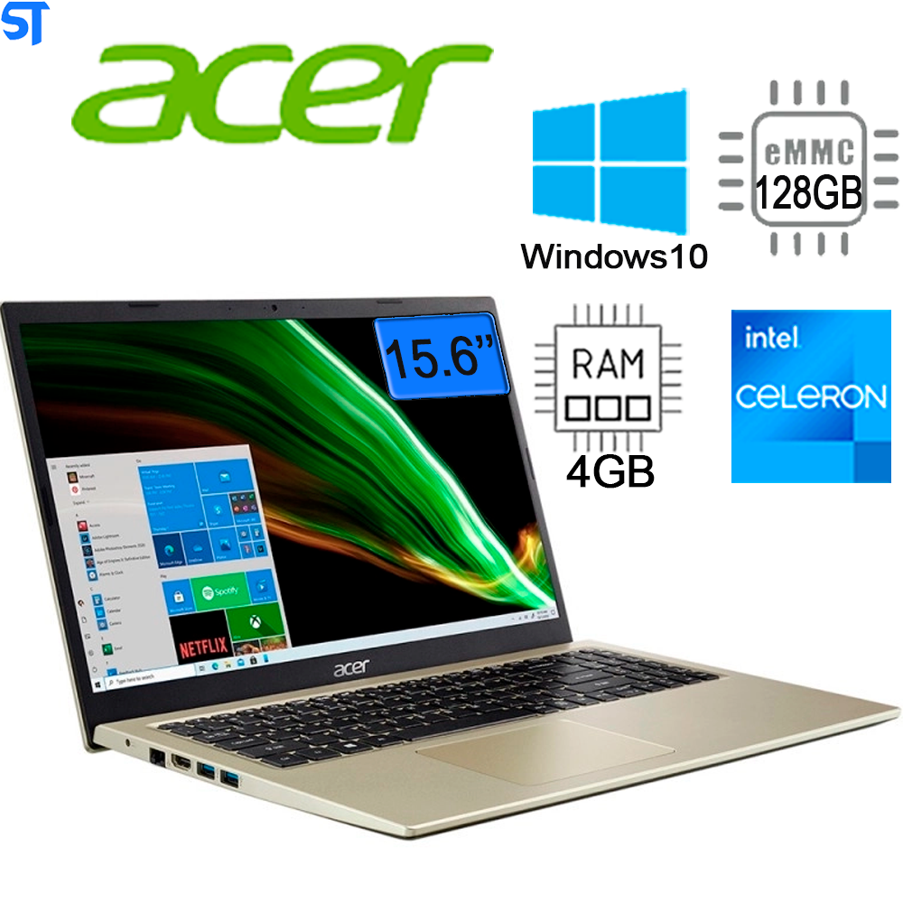 Notebook Acer A115-32-C6LV Intel Celeron N4500 de 1.1GHz Tela Full HD 15.6