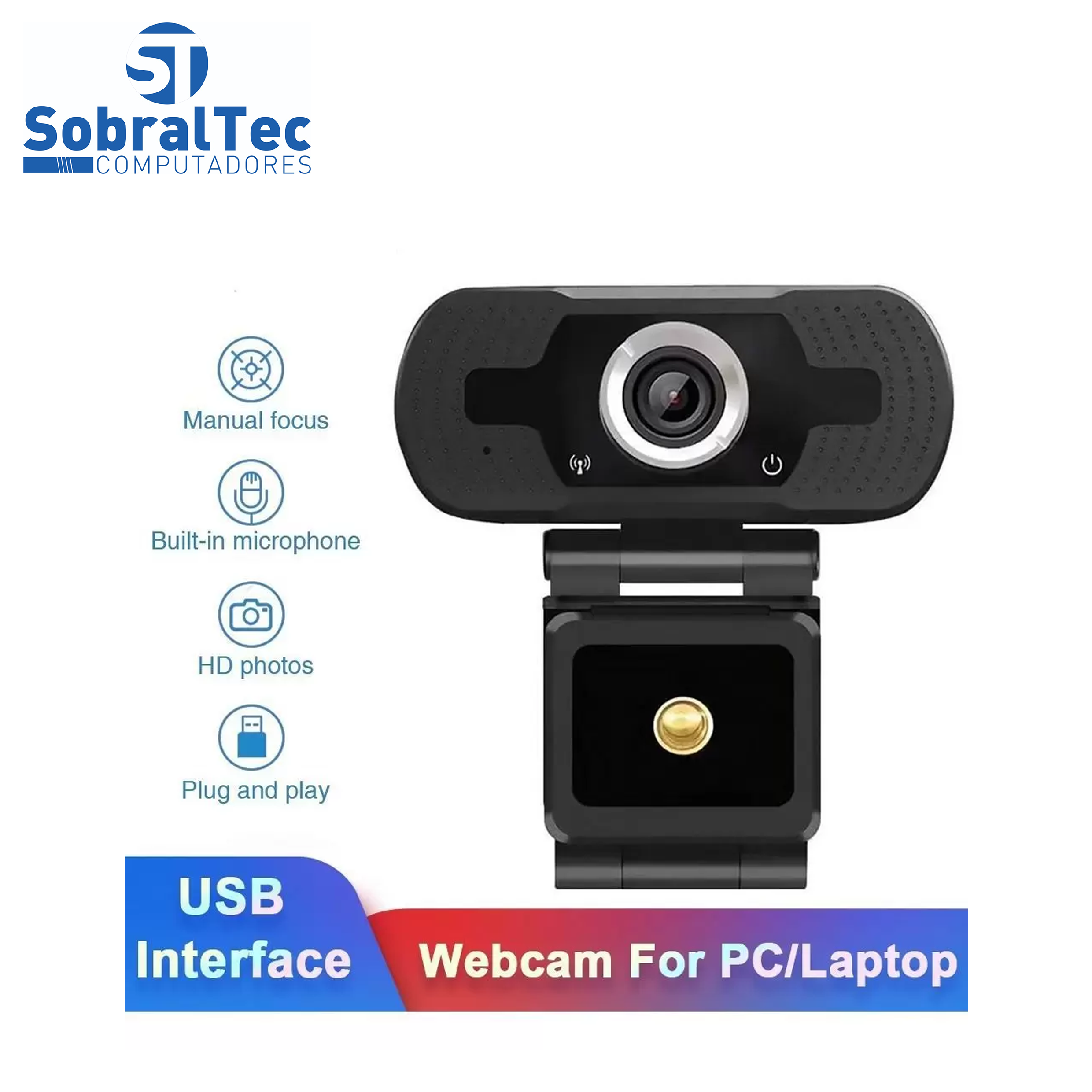 Webcam USB Full Hd 1080p com Microfone CUJMH