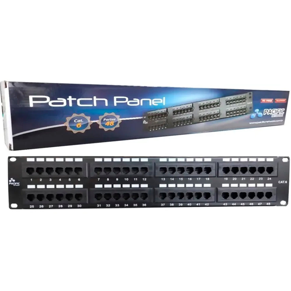 Patch Panel 48 Portas Categoria 6 26AWG PN-P48Q6 Cat6- Pacific Network