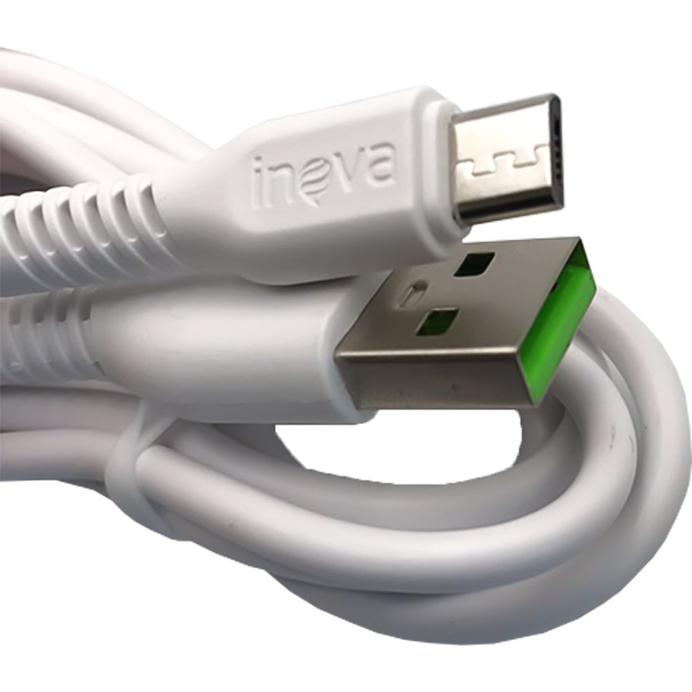 Carregador Rápido V8 Com 2 Portas USB 4.8A com Carregamento Inteligente Inova Branco- CAR-3173S