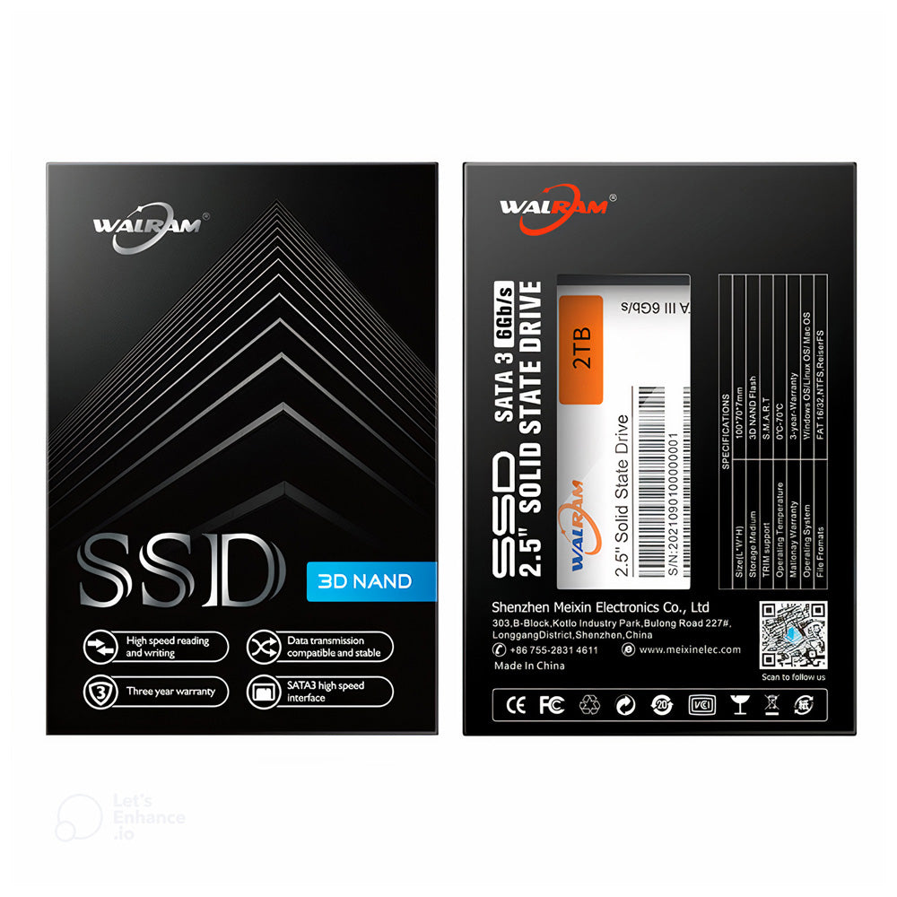 HD SSD Walram 2TB 560Mb/s De Leitura 490Mb/s De Escrita 3D Nand