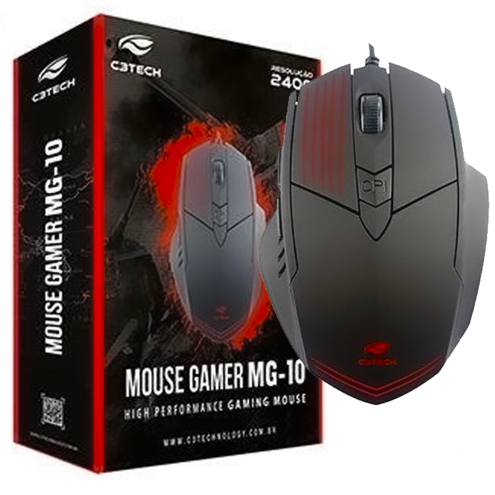 Mouse Gamer C3 Tech Mg-10bk 2400dpi Preto Com Led Azul/Verde