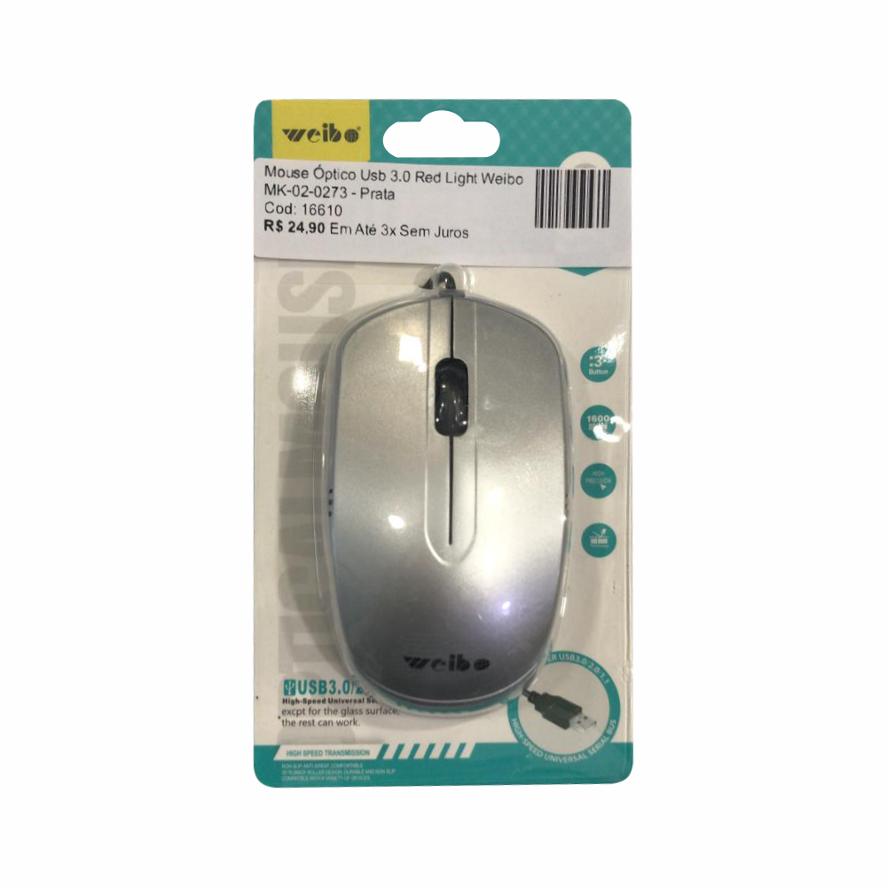 Mouse Óptico Usb 3.0  Red Light Weibo MK-02-0273
