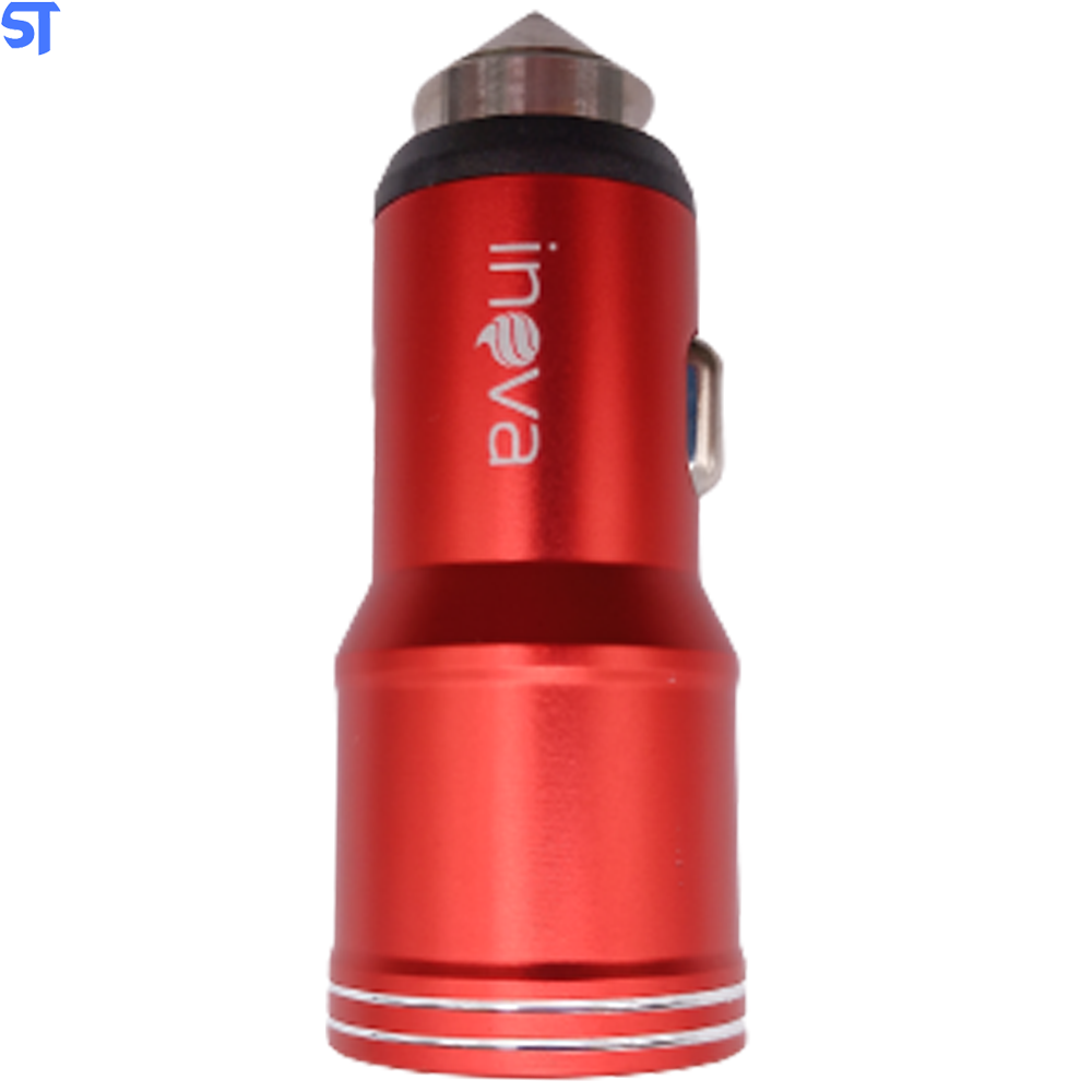 Carregador Veicular Prime Com Duas Usb 2.4A/ 3.4A Inova- Vermelha