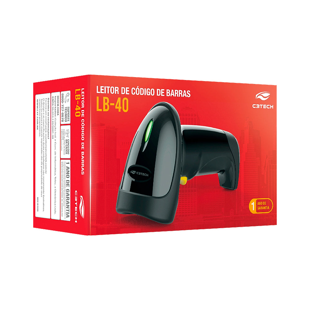 Leitor de Código de Barras 1D USB LB-40BK C3Tech