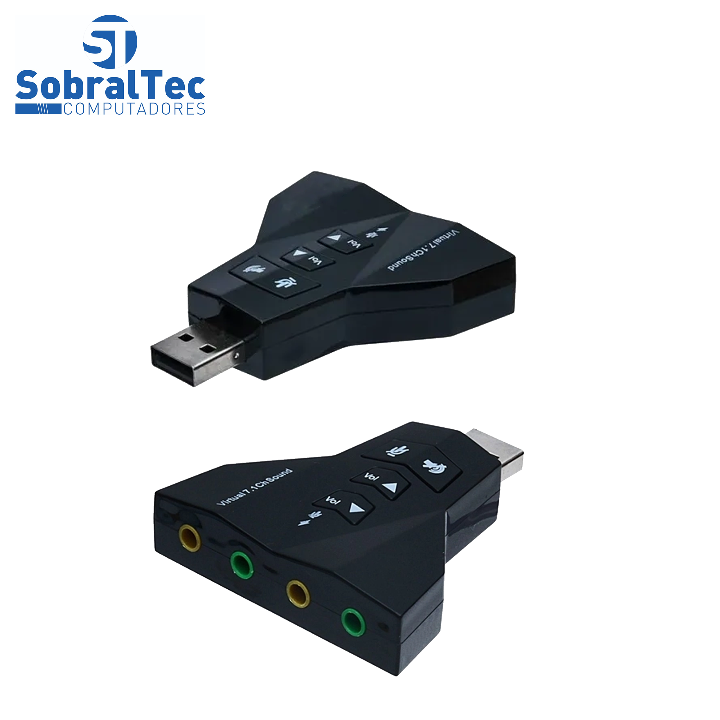 Adaptador Usb a Macho x 2 Audio e 2 Fone