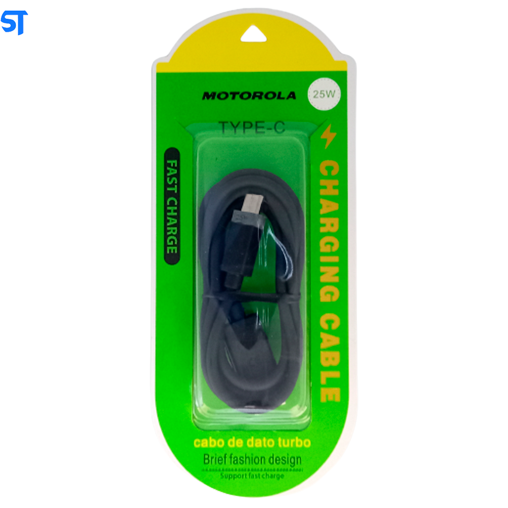 Cabo Motorola Carregamento Rápido Turbo USB á Tipo C 25W - Preto