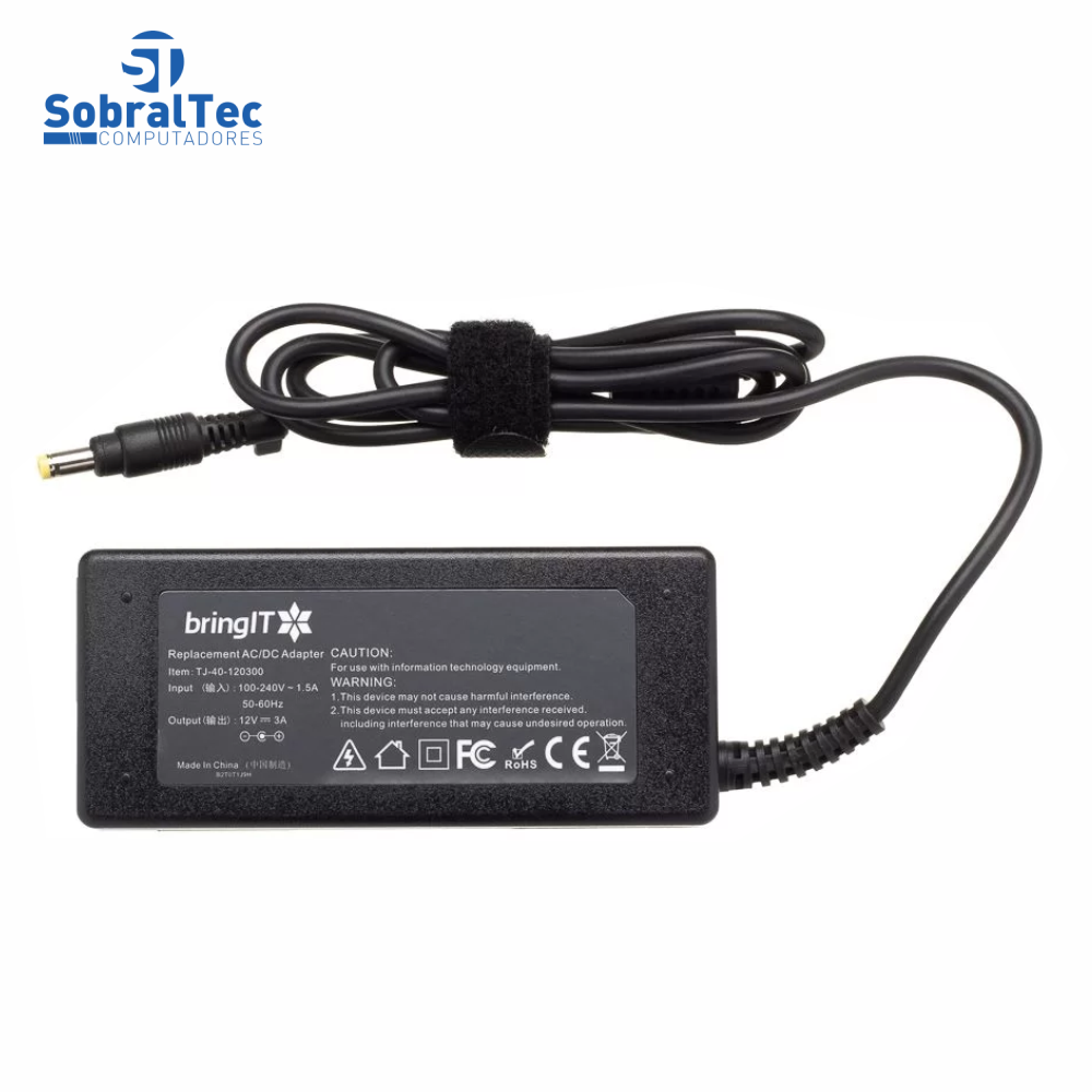 Fonte Notebook Compativel Com Asus - 12V 3A 36W - 4.8Mmx1.7Mm