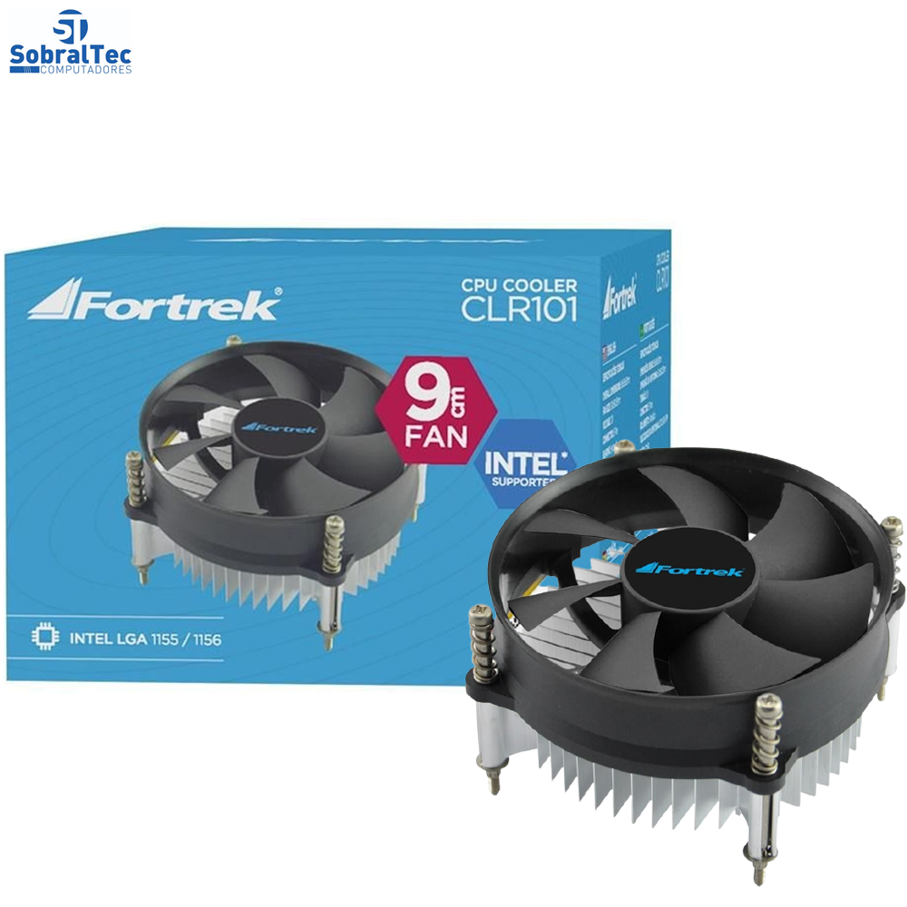 Cooler Para Cpu Fortrek 95x95x51mm 12 Volts 3 Pinos LGA 115x  CLR-101