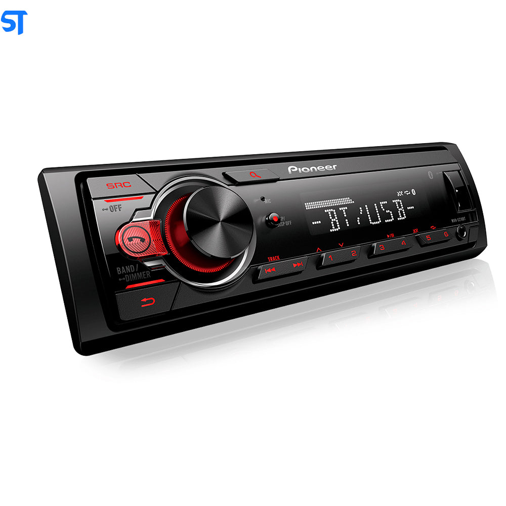 Som Automotivo Pioneer MVH-S218BT, Entrada Auxiliar Frontal, Bluetooth, Viva Voz, Entrada USB, Rádio AM/FM.