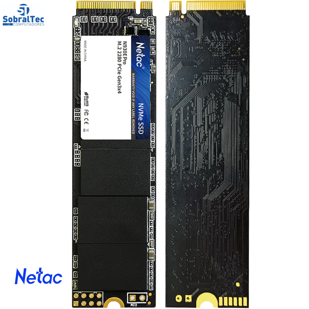 SSD M.2 NVMe Netac 250Gb 1970MBP/s Leitura 1250MBP/s Escrita