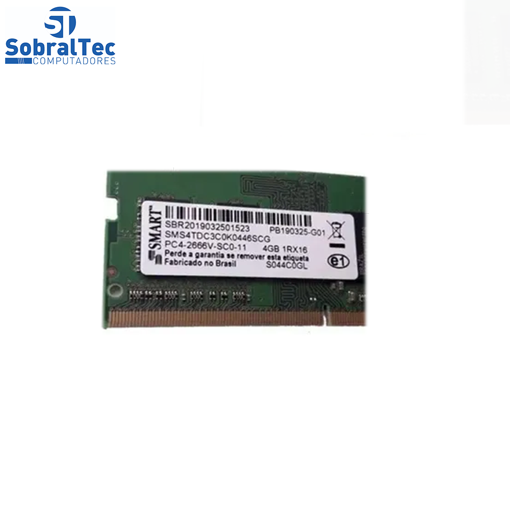 Memória Notebook DDR4 Smart 4 GB PC4-2666V-SCO-11 1RX16