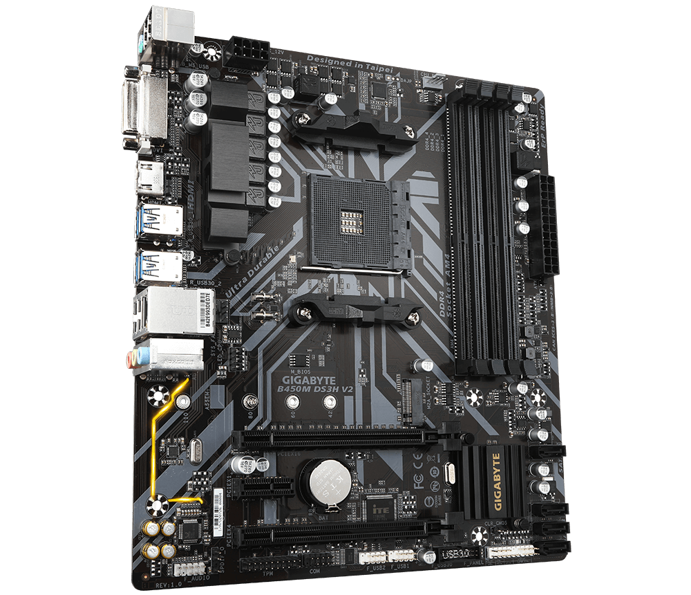 Placa Mãe Gigabyte B450M DS3H V2 (AM4/DDR4 3200MHz/HDMI/M.2/USB 3.2)