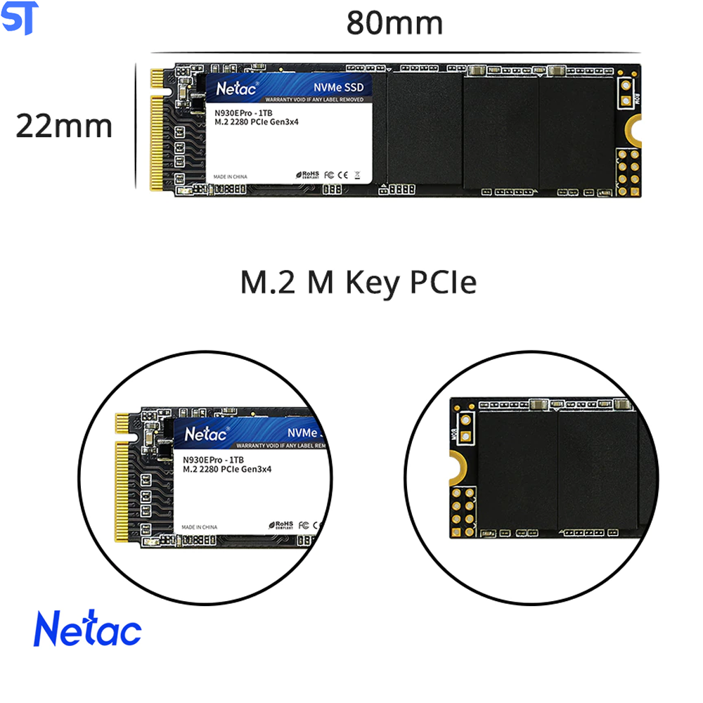 SSD M.2 NVMe Netac 500Gb 2060MBP/s Leitura 1630MBP/s Escrita