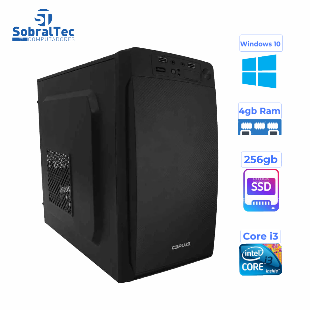 Computador Core i3-3240 HD SSD 256GB Memória Ram 4GB Moczi Gabinete C3Tec Pr 1858