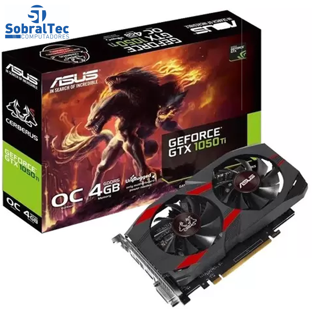 Placa de Vídeo ASUS Cerberus Dual OC 4GB GeForce GTX1050Ti GDDR5 - 128 Bits-GTX1050TI-04G