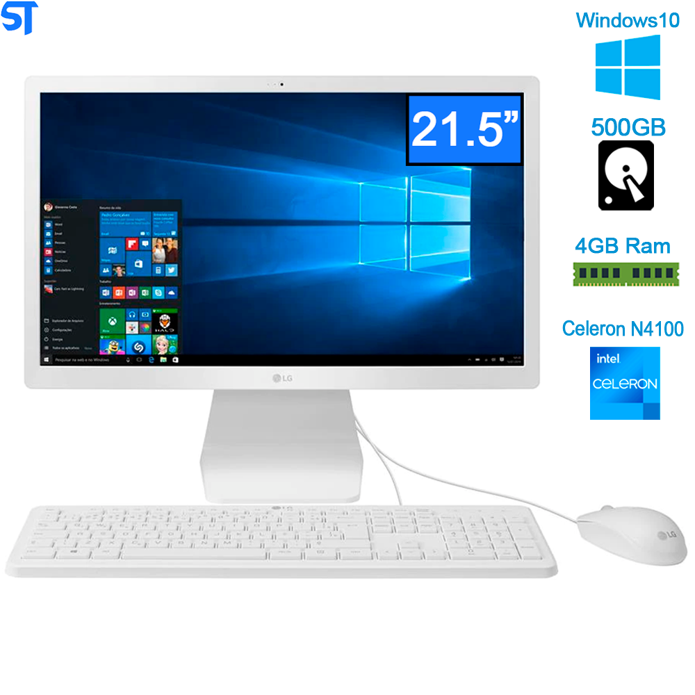 Computador LG All in One Quad Core 4GB 500GB Tela Full HD 21.5” Windows 10 22V280-L.BJ31P1
