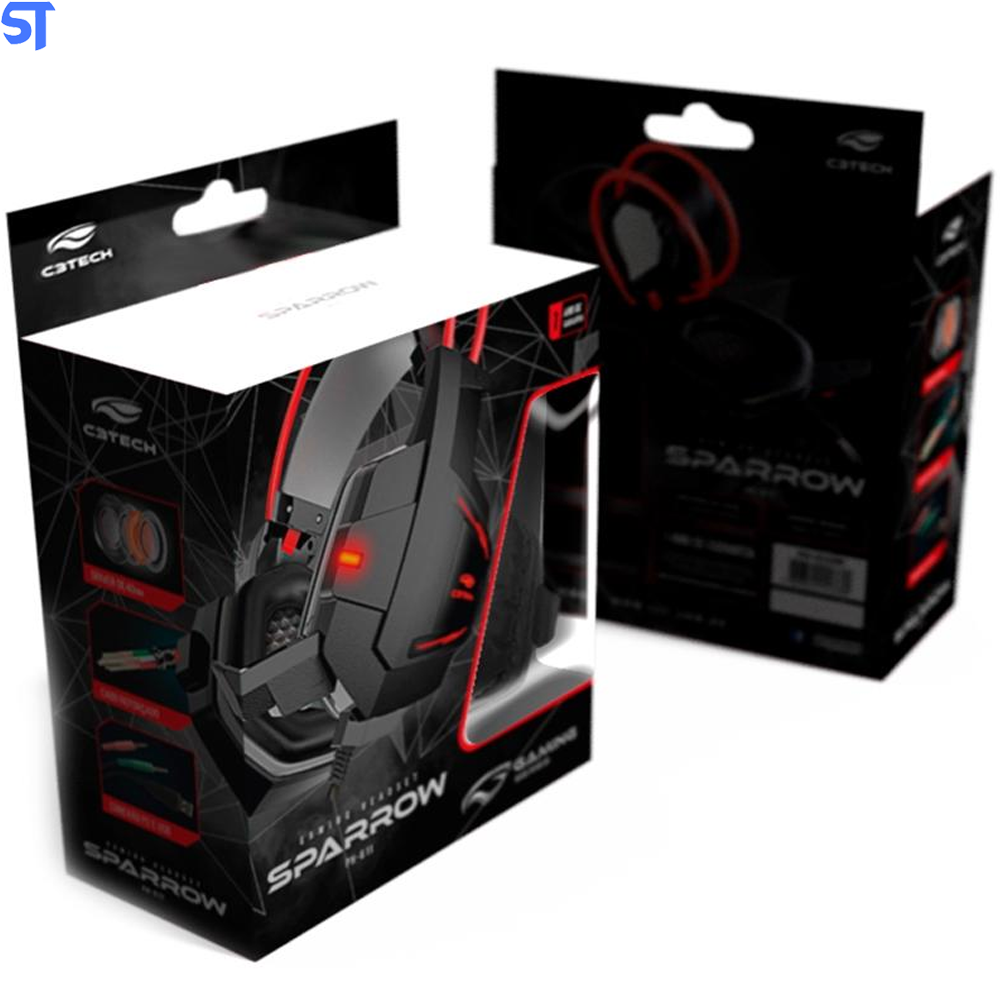 Headset Gamer C3 Tech Sparrow, P2, Preto e Vermelho - PH-G11BK