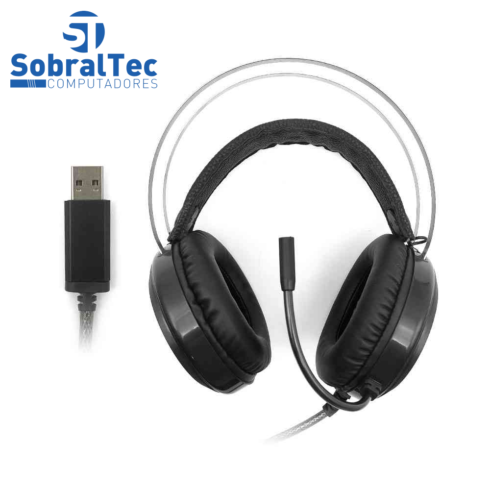 Headphone Gamer Com Microfone  Usb Harrier Led Multicores C3Tech PH-G330BK