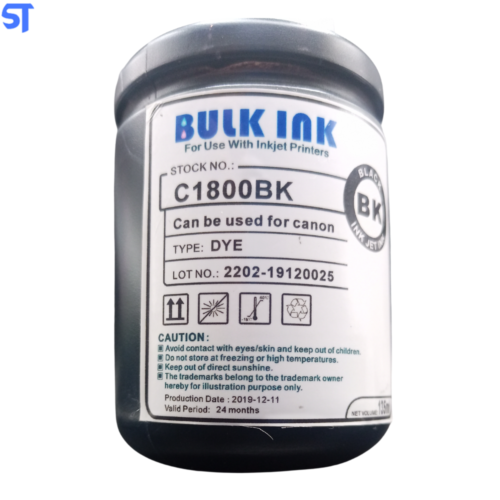 Refil De Tinta Bulk Ink compativel Canon C1800bk Preto GL-190 135ML para G1100 G3110 G3111 G4100 G4110