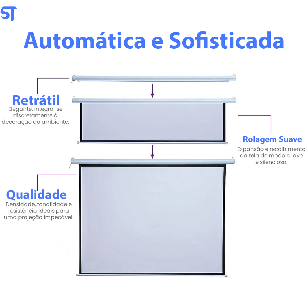 Tela de Projeção Elétrica 150x200cm 220V GT