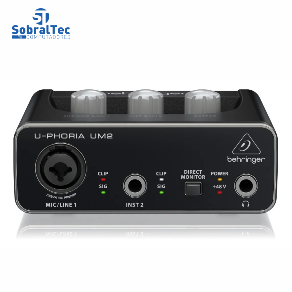 Interface De Áudio U-Phoria UM2 Behringer 2 Canais 16 bits/48 kHz