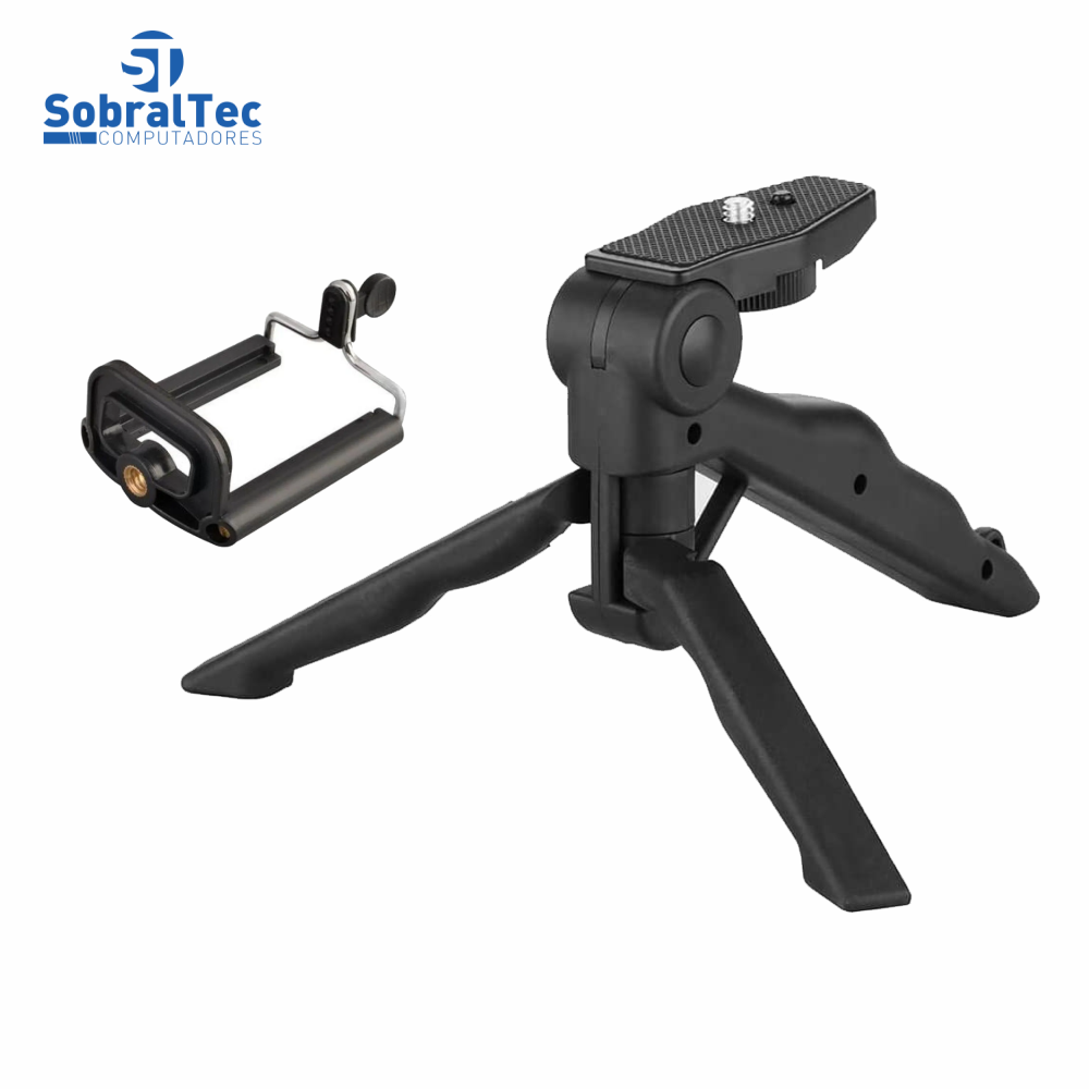 Suporte De Mão e Mini Tripé Ajustável 360 Para Celulares e Câmeras Com Adaptador