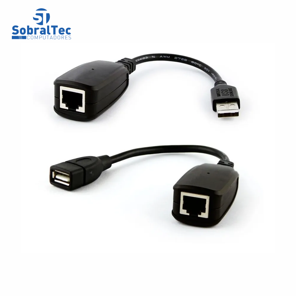 Adaptador Extensor Usb Via Rj45 Cabo De Rede Cat5 Cat5e Cat6 Até 45 Metros Kebidu E-07-04