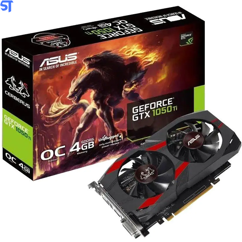 Placa de Vídeo GTX1050TI 4GB Asus GDDR5 Cerberus Oc 2 Cooler