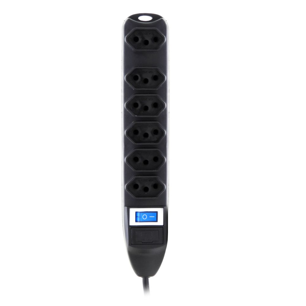 Extensão Elétrica Com Fusível de 6 Tomadas 1,5 metro Knup SL7606 Preto