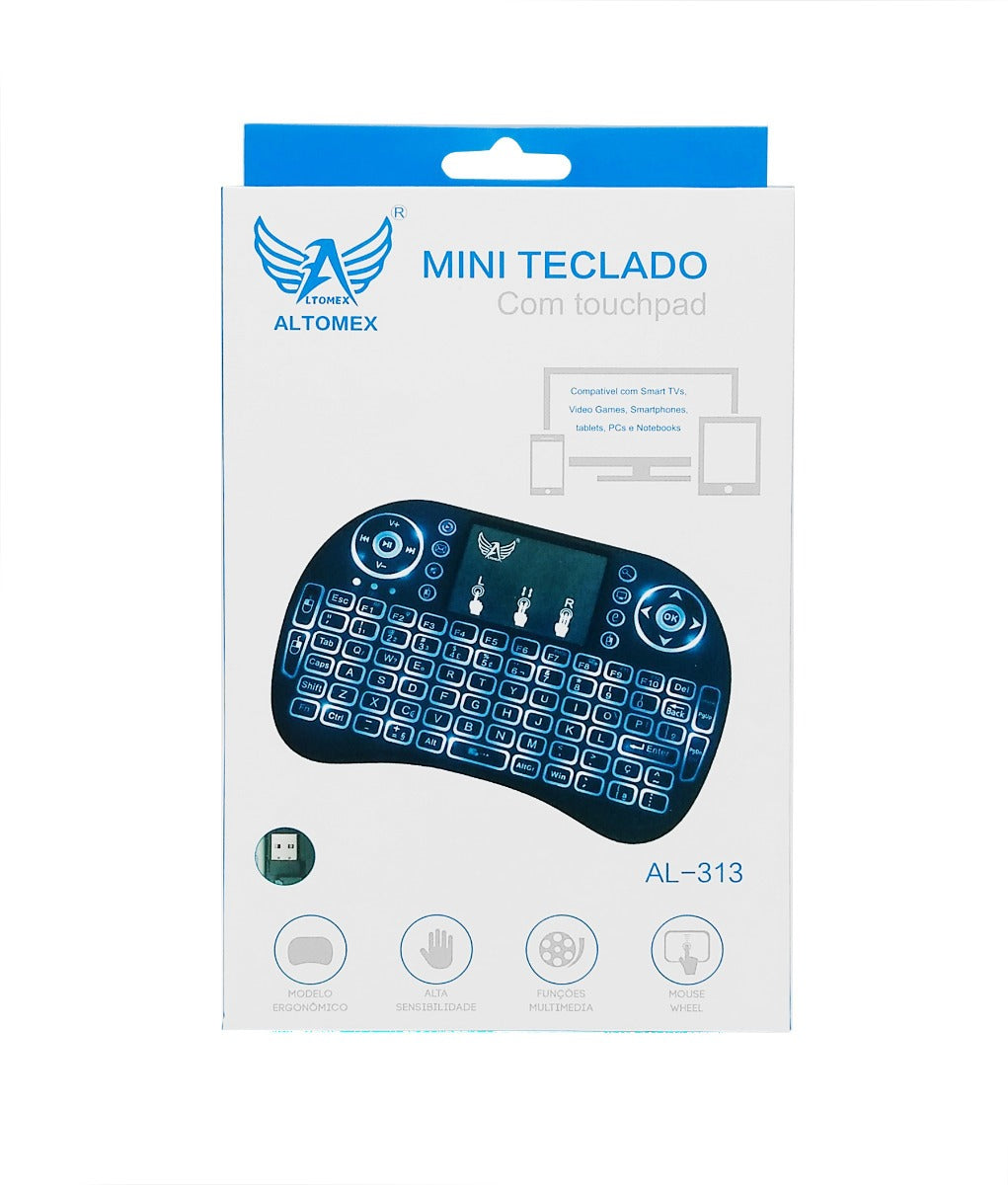 Mini Teclado Touchpad Wireless Bluetooth Usb Pc Tv Xbox Altomex Al-313