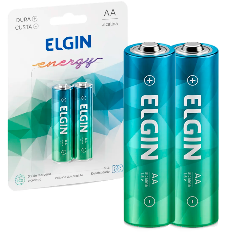 Pilha Alcalina AA 1,5V Blister Com 2 Unidades Elgin ELE000000082152