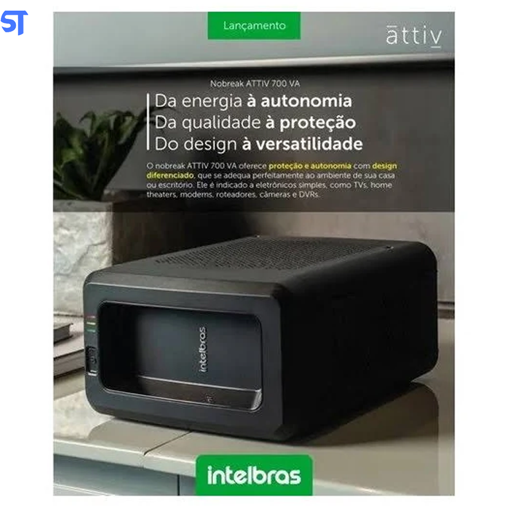 Nobreak Intelbras ATTIV 700VA-220V Saída 220 Voltes Com 4 Tomadas