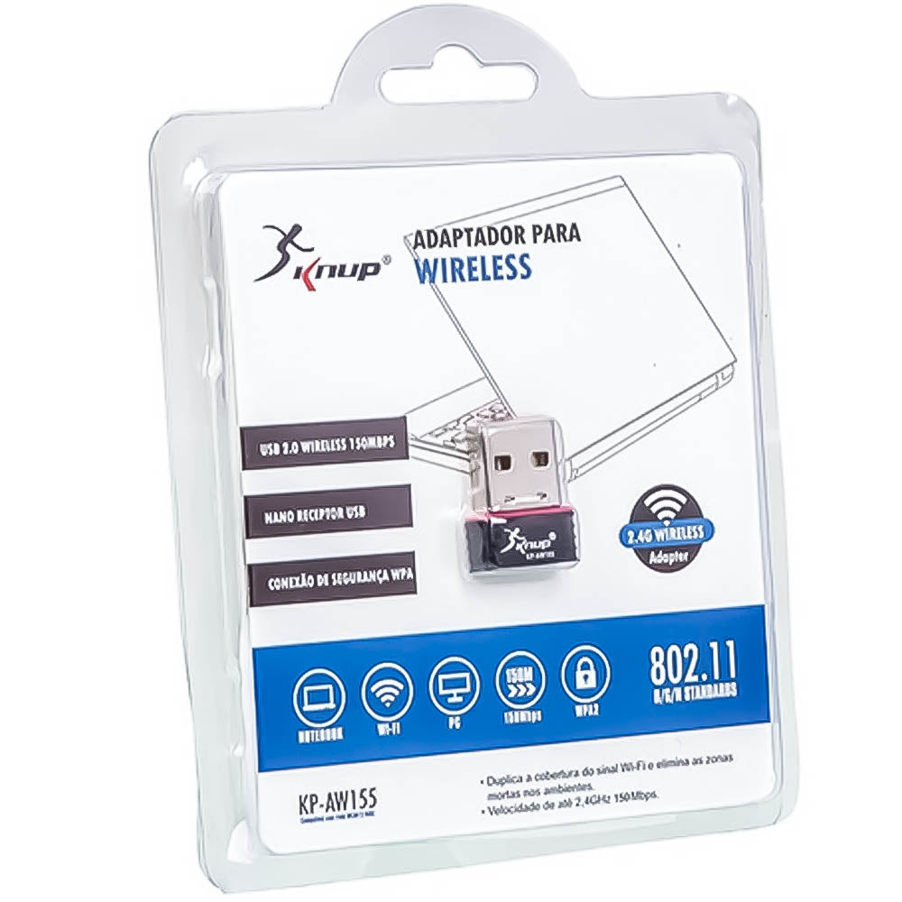 Adaptador Wi-Fi Wireless 150mb/s Usb 2.0 KNUP - KP-AW155