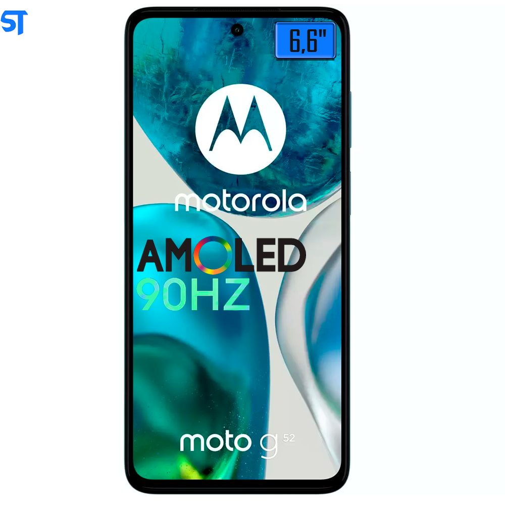 Smartphone Motorola Moto G52, 128GB, Azul, 4G, Tela 6,6" AMOLED 90Hz, Câmera Tripla 50MP, Selfie 16MP, Android
