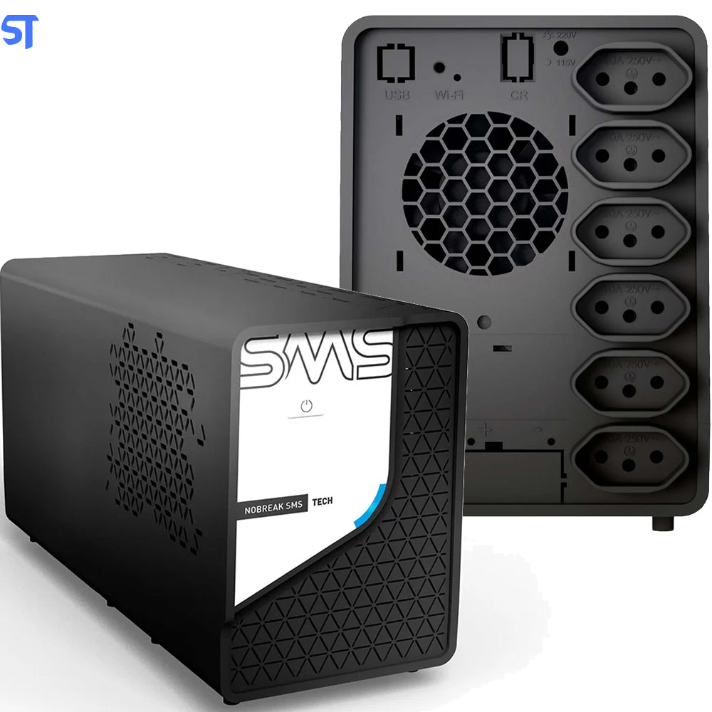 Nobreak Interativo Sms Tech 600va, Entrada Bivolt, Saida 115v - 29300 Com 6 Tomadas