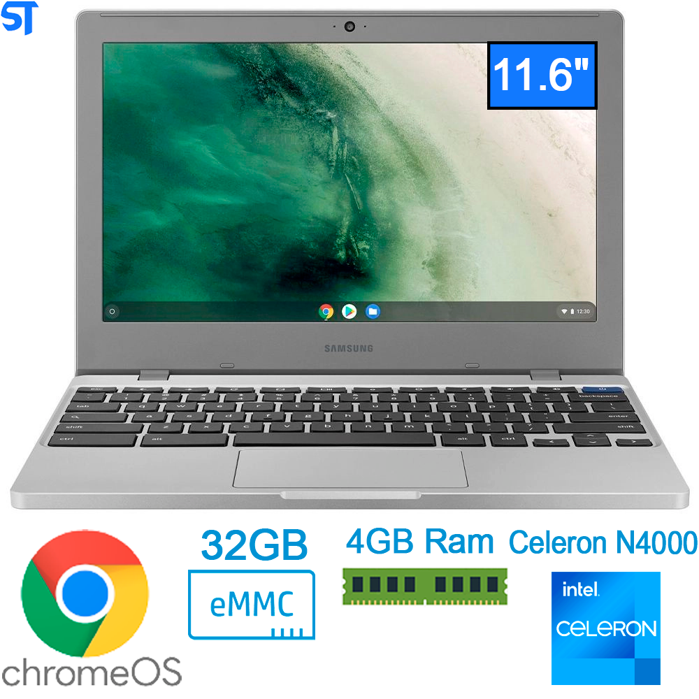 Notebook Samsung Chromebook 11.6 HD Intel Celeron N4000 32GB e.MMC 4GB Chrome OS E310XBA-KC1
