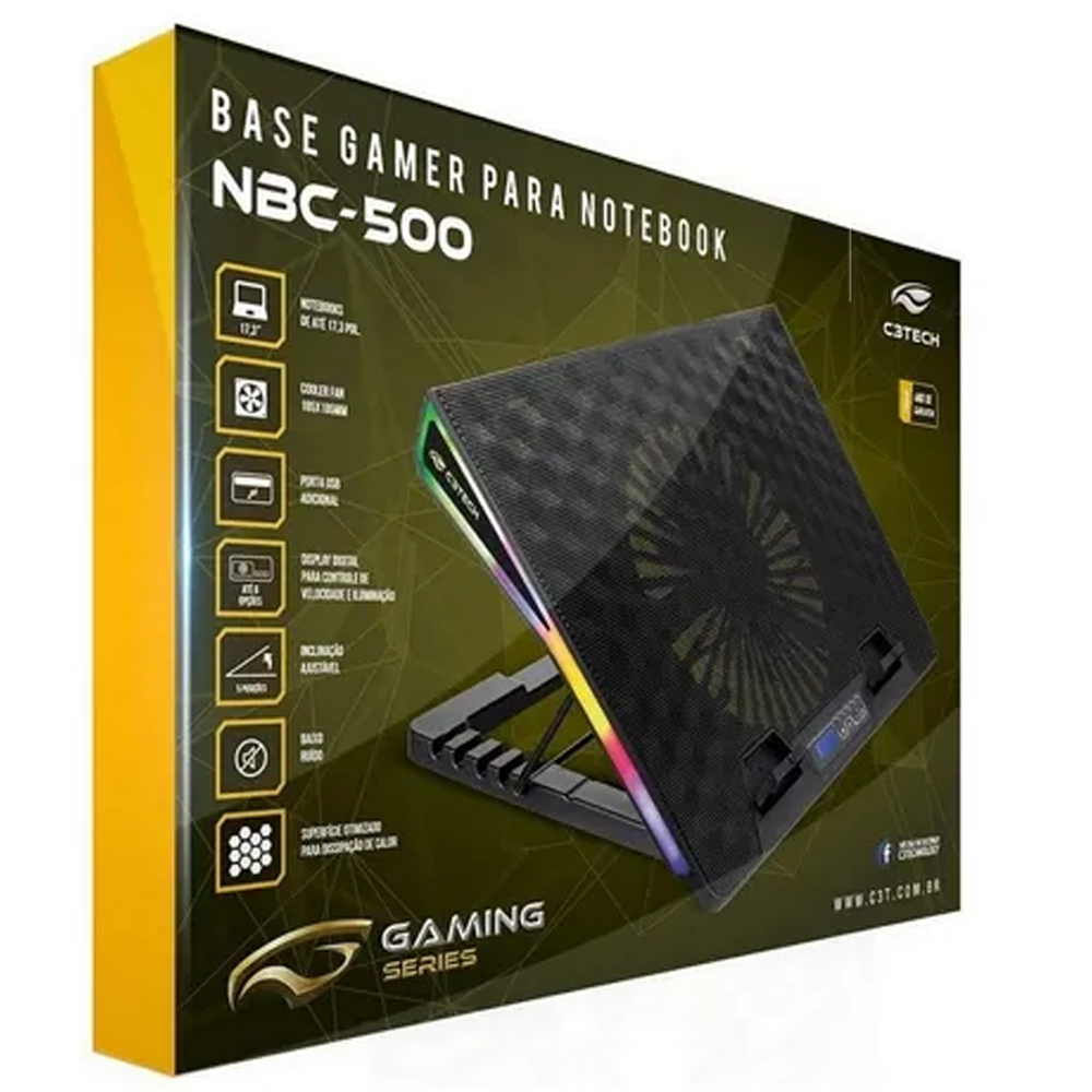 Base para Notebook C3Tech com Cooler 185mm, 17.3´, com USB - NBC-500BK