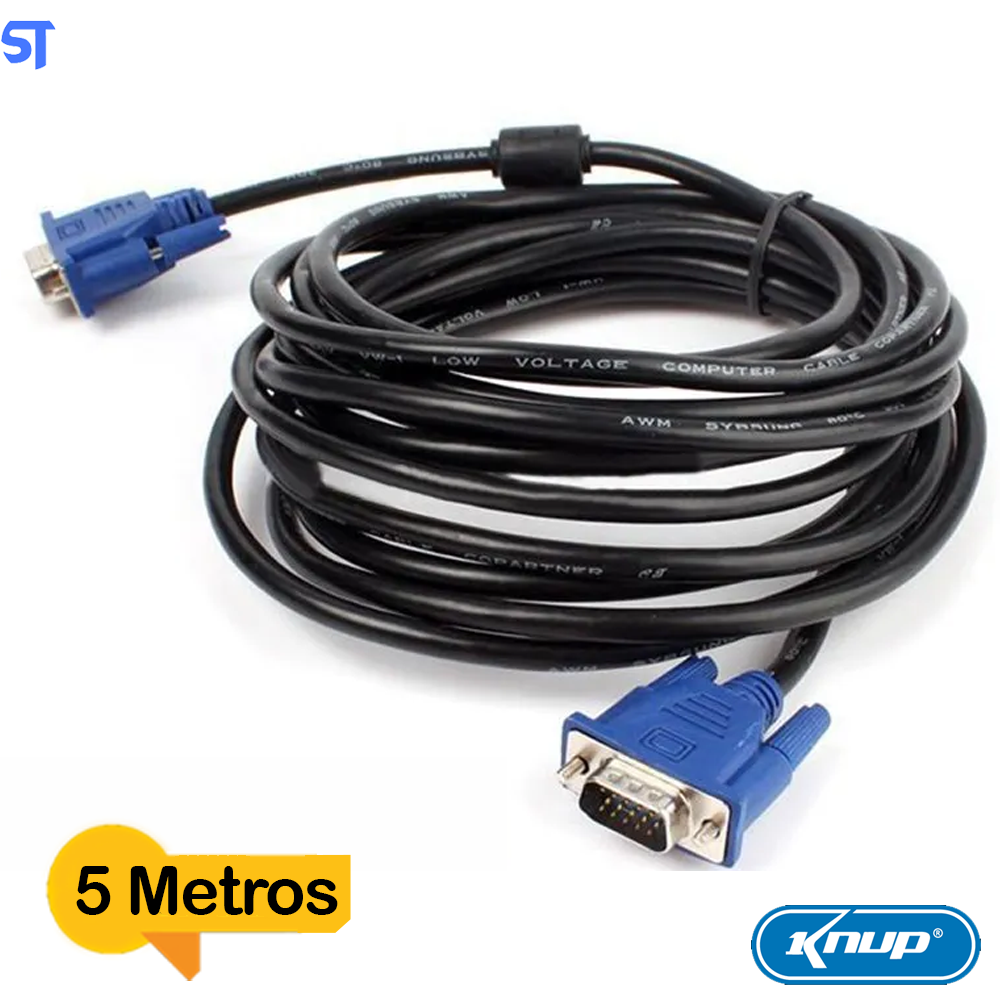 Cabo de Vídeo VGA 5 Metros Com Filtro Knup KP-5002